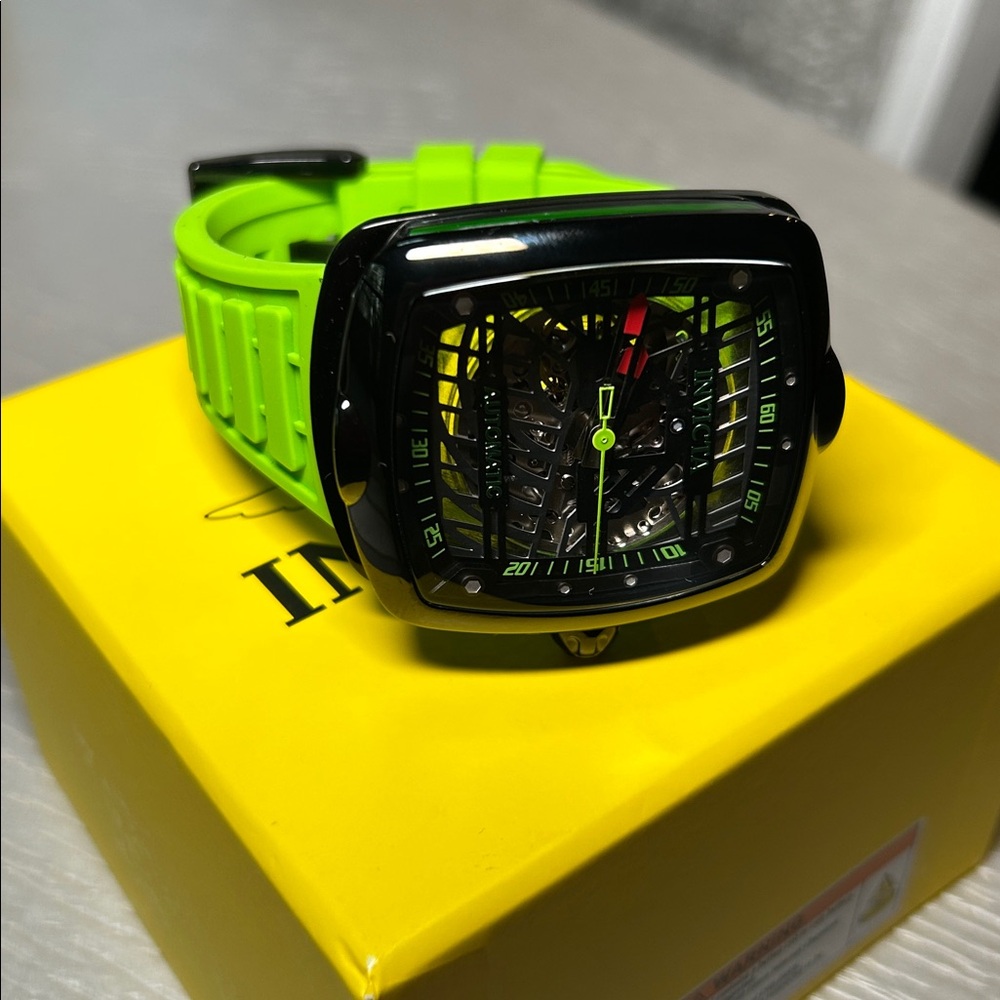 Invicta Black and Neon Green Watch